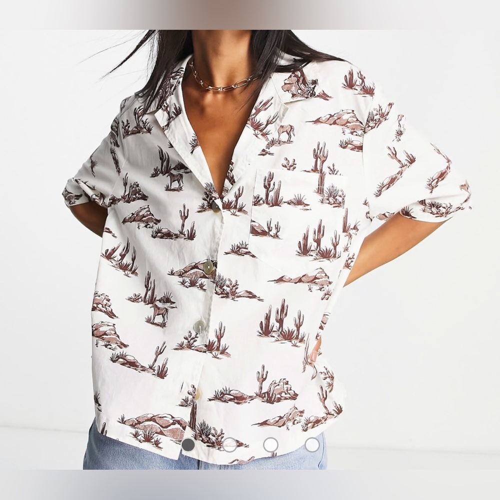 Mango Button Down Western Print Shirt MNG  - Size XS